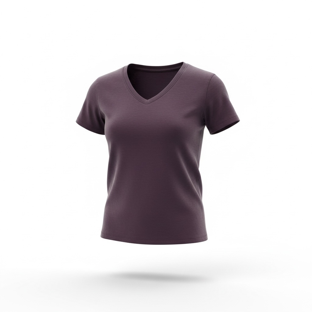Women's V-Neck Short Sleeve Tee - Plum